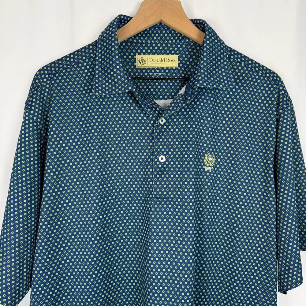 Donald Ross Golf Polo Shirt Mens Large Blue Green Preppy Vacation Resort‎ Active